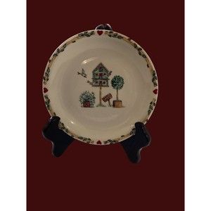 Vintage 1990 Casuals Made By China Pearl Thompson Pottery Birdhouse / Vines Plat